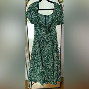 Floral milkmaid dress with slit